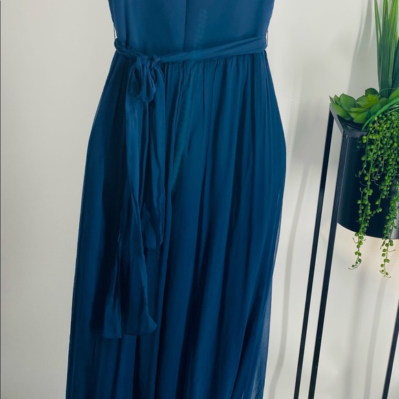 Amsale Designer navy blue chiffon gown - Picture 4 of 10